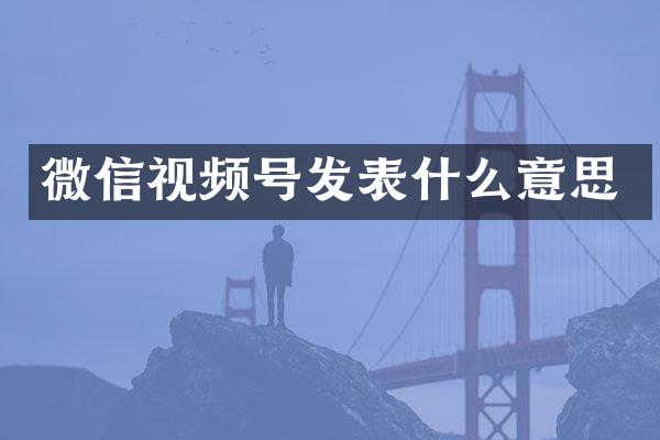 微信视频号发表什么意思