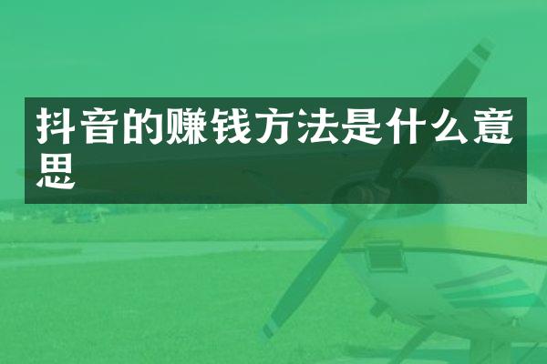 抖音的赚钱方法是什么意思
