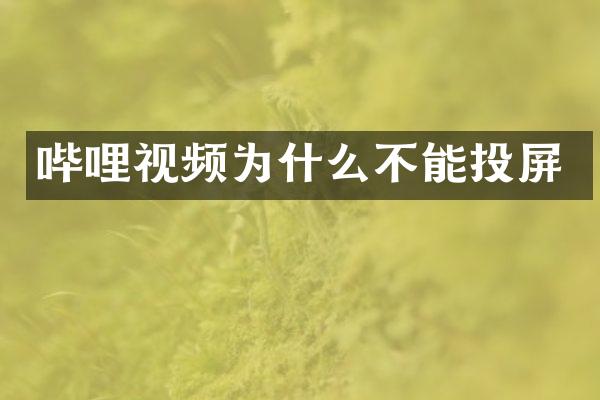 哔哩视频为什么不能投屏