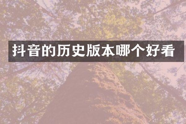 抖音的历史版本哪个好看