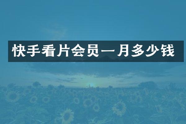 快手看片会员一月多少钱