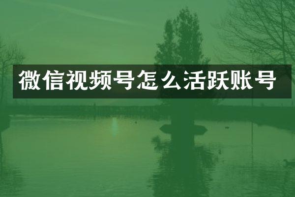 微信视频号怎么活跃账号