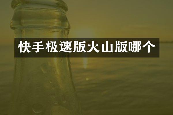 快手极速版火山版哪个