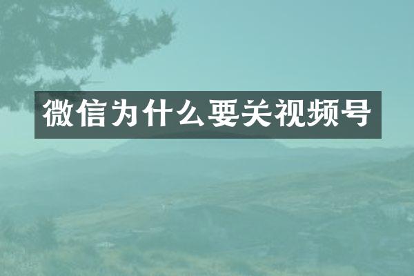 微信为什么要关视频号