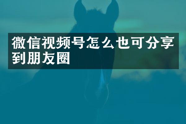微信视频号怎么也可分享到朋友圈