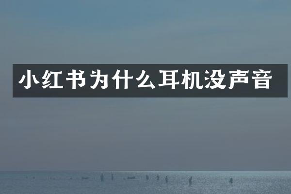 小红书为什么耳机没声音