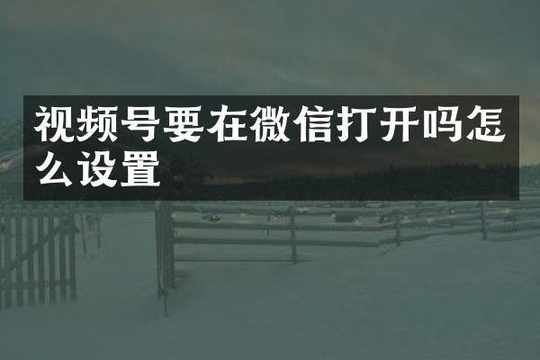 视频号要在微信打开吗怎么设置