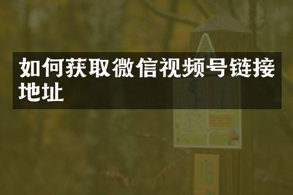 如何获取微信视频号链接地址