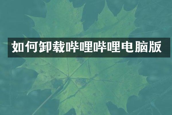 如何卸载哔哩哔哩电脑版
