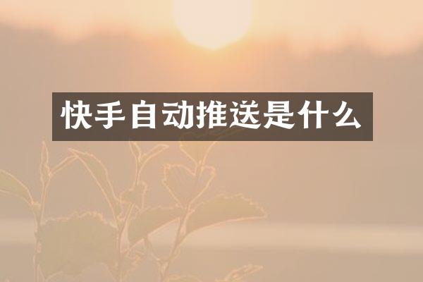 快手自动推送是什么