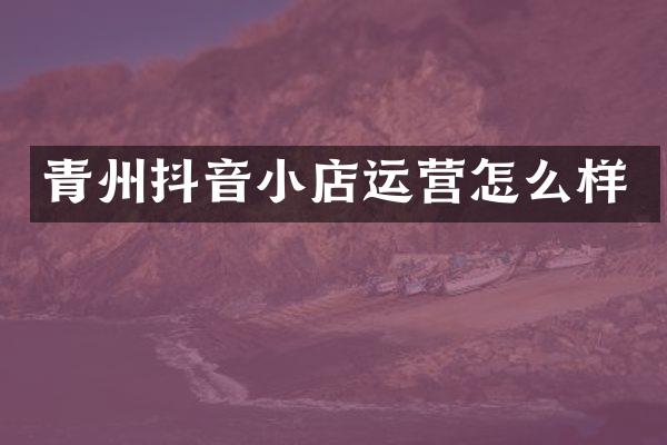 青州抖音小店运营怎么样