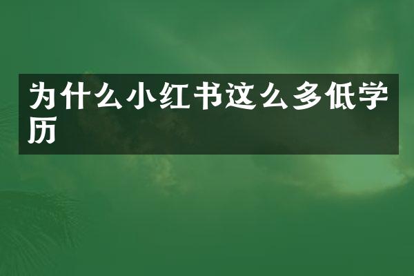 为什么小红书这么多低学历