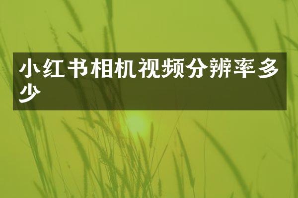 小红书相机视频分辨率多少