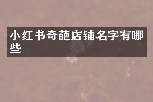 小红书奇葩店铺名字有哪些