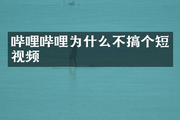哔哩哔哩为什么不搞个短视频