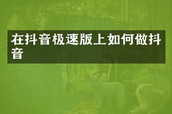 在抖音极速版上如何做抖音
