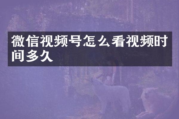 微信视频号怎么看视频时间多久