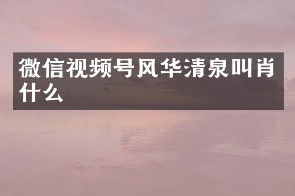 微信视频号风华清泉叫肖什么