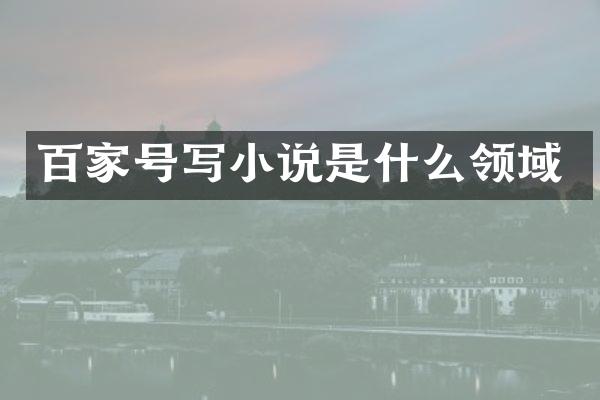 百家号写小说是什么领域