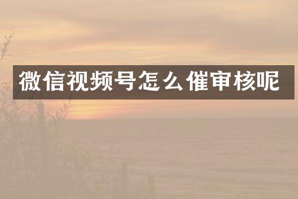 微信视频号怎么催审核呢