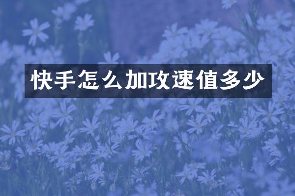 快手怎么加攻速值多少