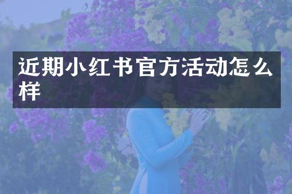 近期小红书官方活动怎么样