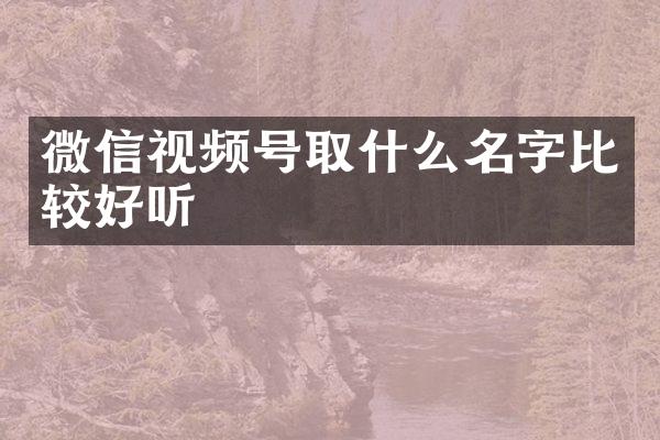 微信视频号取什么名字比较好听