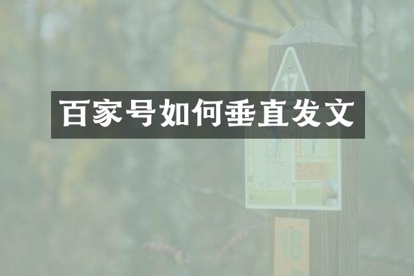 百家号如何垂直发文