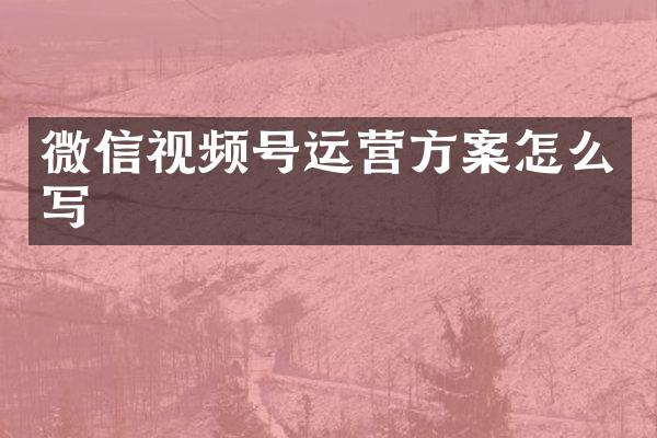 微信视频号运营方案怎么写