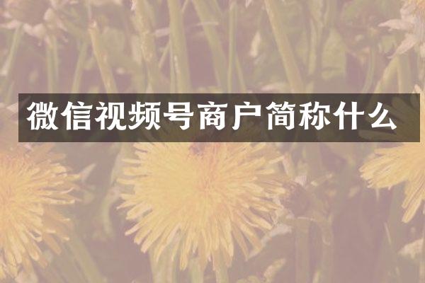 微信视频号商户简称什么