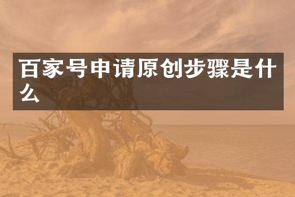 百家号申请原创步骤是什么