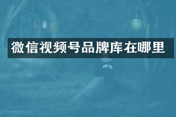 微信视频号品牌库在哪里