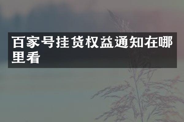 百家号挂货权益通知在哪里看